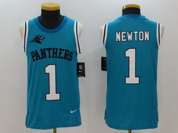 Carolina Panthers #1 Cam Newton Blue Alternate Rush Tank Top Jersey