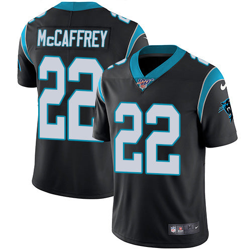 Carolina Panthers 100th #22 Christian McCaffrey Black Jersey