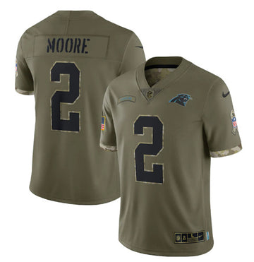 Carolina Panthers #2 D Moore 2022 Olive Salute To Service Jersey