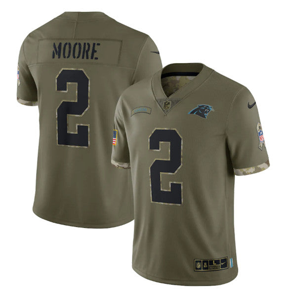 Carolina Panthers #2 D Moore 2022 Olive Salute To Service Jersey