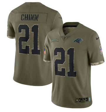 Carolina Panthers #21 Jeremy Chinn 2022 Olive Salute To Service Jersey