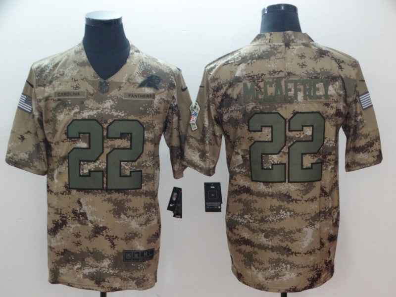 Carolina Panthers #22 Christian McCaffrey 2018 Camo Salute To Service Jersey