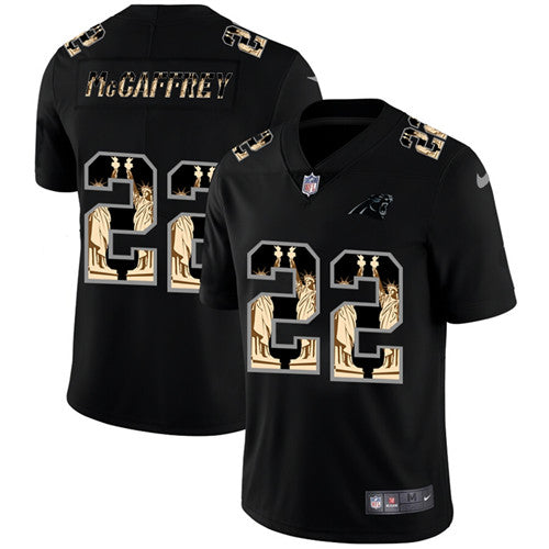 Carolina Panthers #22 Christian McCaffrey 2019 Black Statue Of Liberty Jersey