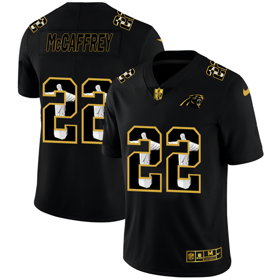 Carolina Panthers #22 Christian McCaffrey 2020 Black Jesus Faith Edition Jersey