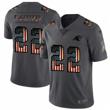 Carolina Panthers #22 Christian McCaffrey Grey 2019 Salute To Service USA Flag Fashion Jersey