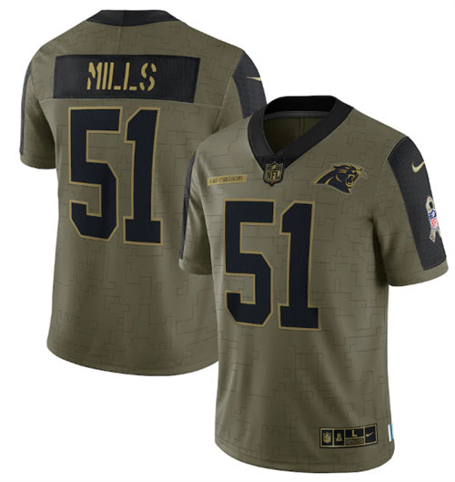 Carolina Panthers #51 Sam Mills 2021 Olive Salute To Service Jersey