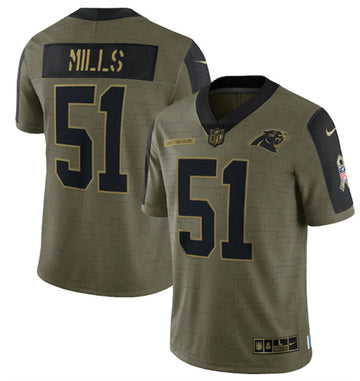 Carolina Panthers #51 Sam Mills 2021 Olive Salute To Service Jersey
