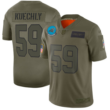 Carolina Panthers #59 Luke Kuechly 2019 Camo Salute To Service Jersey