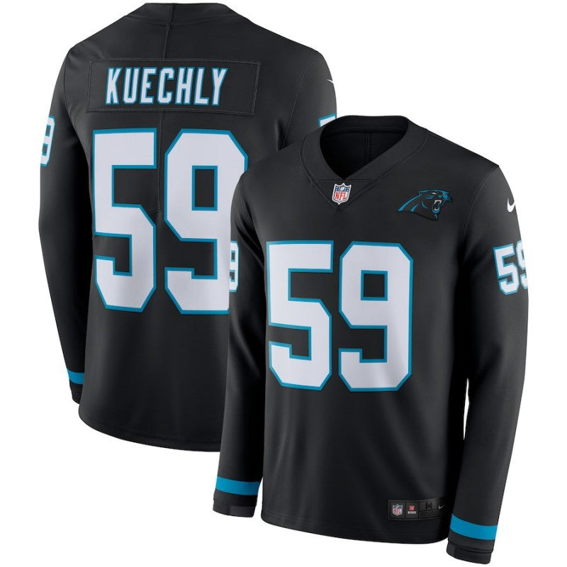 Carolina Panthers #59 Luke Kuechly Black Therma Long Sleeve Jersey