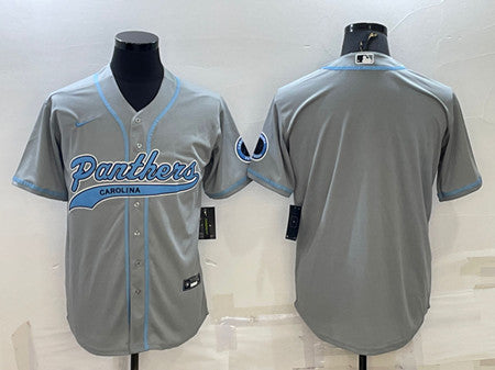 Carolina Panthers Blank Gray With Patch Baseball Jersey