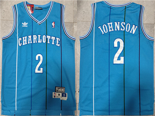 Larry Johnson Charlotte Hornets blue Throwback jersey