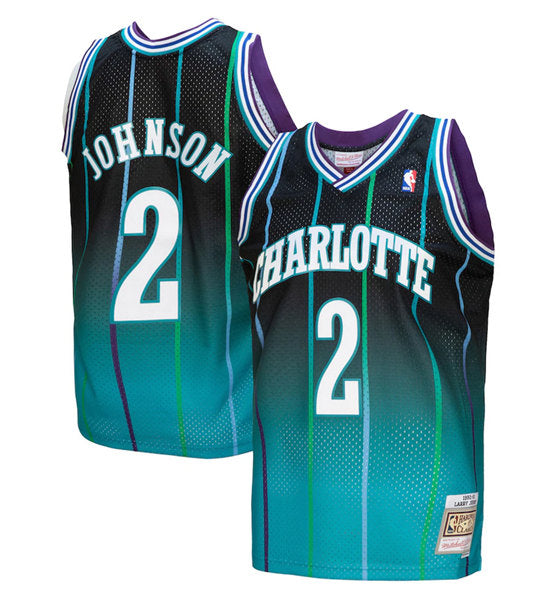 Larry Johnson Charlotte Hornets teal-black Throwback jersey