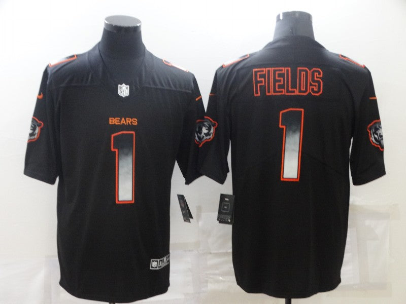 Chicago Bears #1 Justin Fields Black Smoke Fashion Jersey