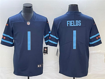 Chicago Bears #1 Justin Fields Navy 2019 City Edition Jersey
