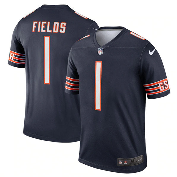 Chicago Bears #1 Justin Fields Navy Jersey