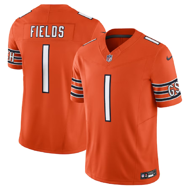 Justin Fields Chicago Bears orange FUSE jersey