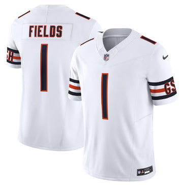 Justin Fields Chicago Bears white FUSE jersey