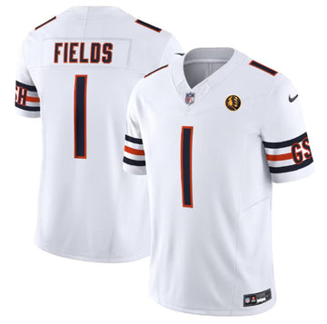 Justin Fields Chicago Bears white FUSE jersey
