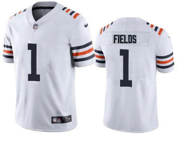 Chicago Bears #1 Justin Fields White Jersey