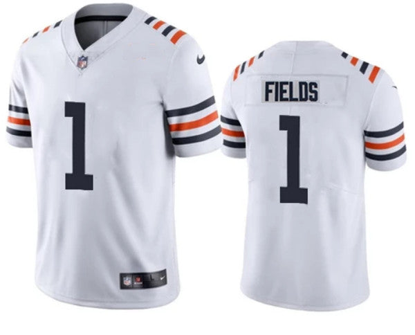 Chicago Bears #1 Justin Fields White Jersey