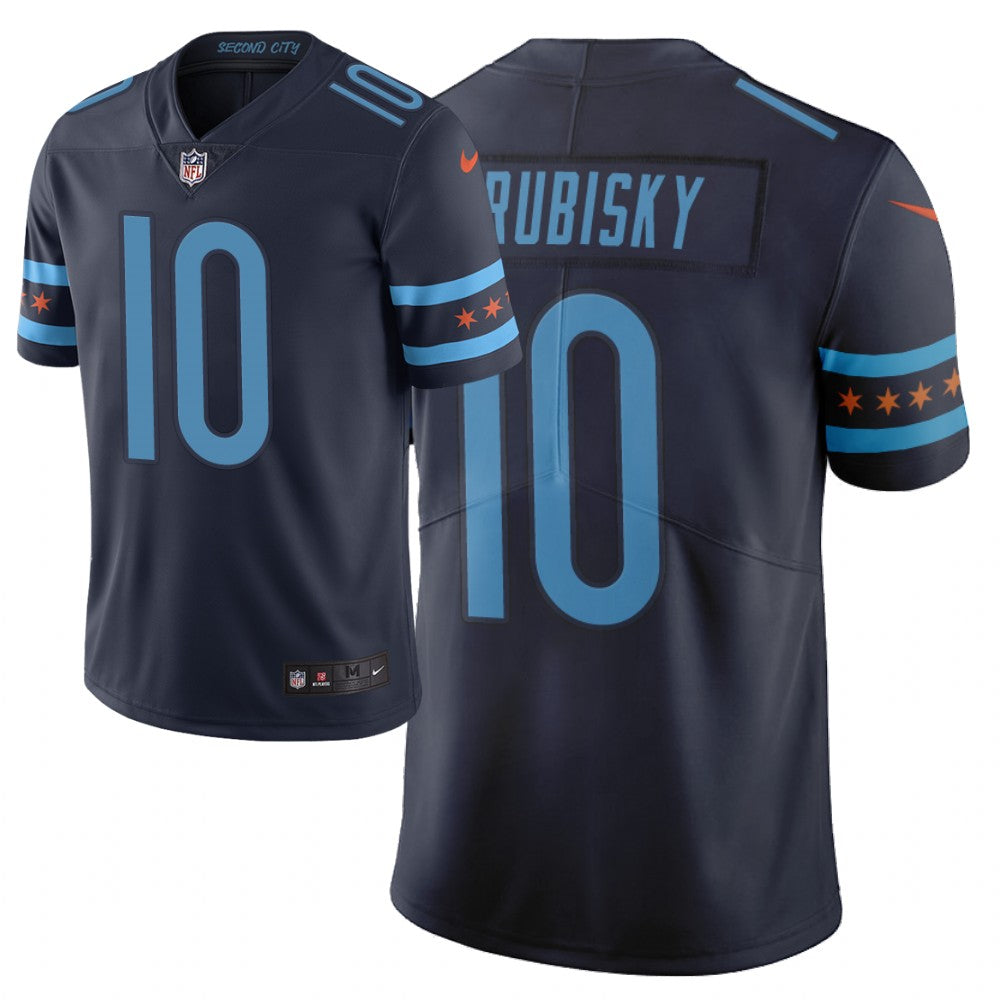 Chicago Bears #10 Mitchell Trubisky Navy 2019 City Edition Jersey