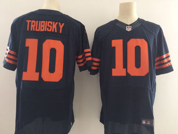 Chicago Bears #10 Mitchell Trubisky Navy Blue Alternate Elite Jersey