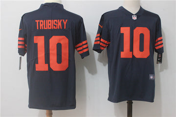 Chicago Bears #10 Mitchell Trubisky Navy Blue Alternate Jersey