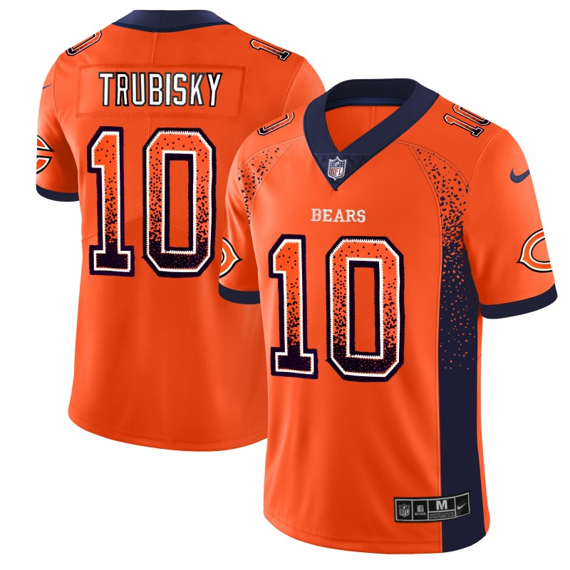 Chicago Bears #10 Mitchell Trubisky Orange 2018 Drift Fashion Color Rush Jersey