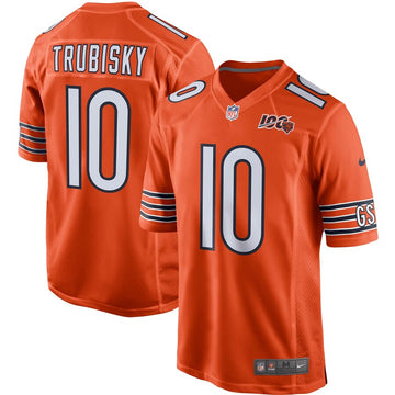 Chicago Bears #10 Mitchell Trubisky Orange 2019 100th Game Jersey