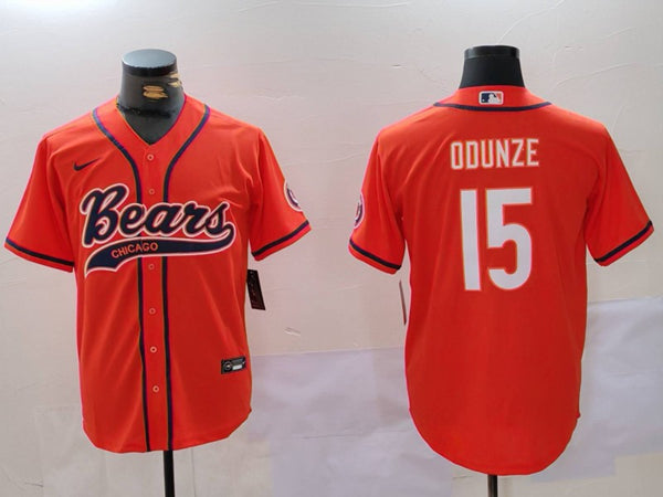 Chicago Bears #15 Rome Odunze Orange Baseball Jersey