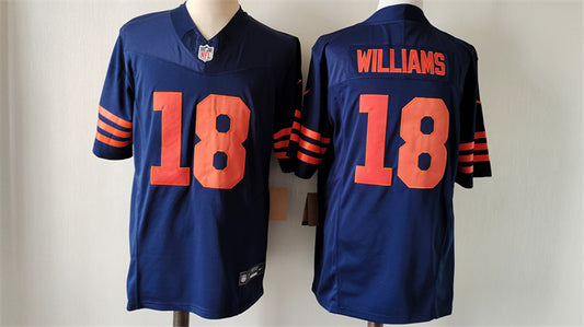 Chicago Bears #18 Caleb Williams Navy 2024 Draft Color Rush FUSE Jersey