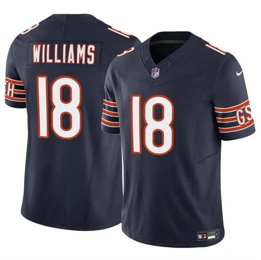 Chicago Bears #18 Caleb Williams Navy 2024 Draft FUSE Jersey