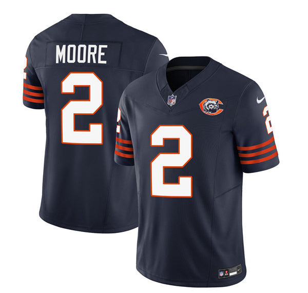 Chicago Bears #2 DJ Moore Navy 2023 FUSE Throwback Football Game Jersey