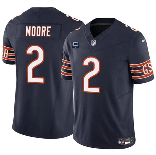 Chicago Bears #2 DJ Moore Navy 2024 FUSE With 1-star C Patch Jersey