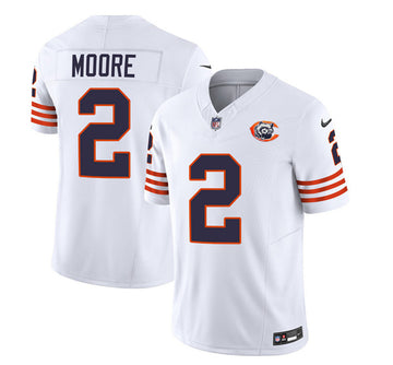 Chicago Bears #2 DJ Moore White 2023 FUSE Throwback Football Game Jersey