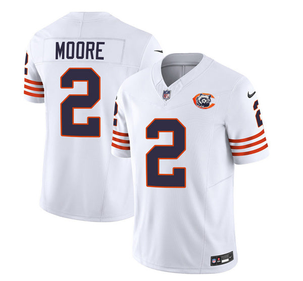 Chicago Bears #2 DJ Moore White 2023 FUSE Throwback Football Game Jersey
