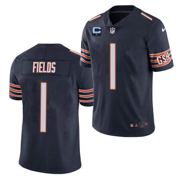 Chicago Bears 2022 #1 Justin Fields Navy With 1-star C Patch Jersey