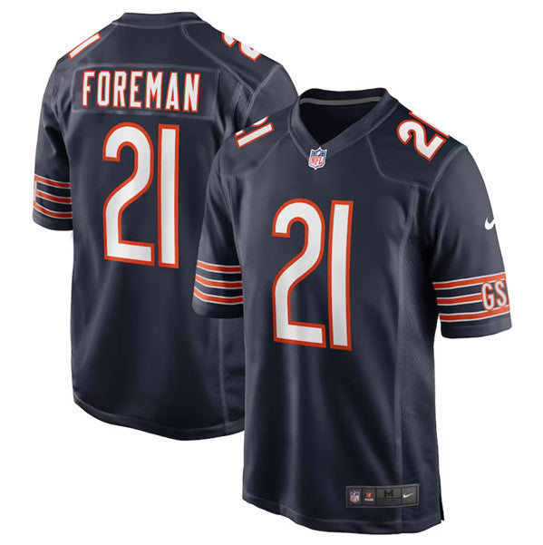 Chicago Bears #21 D'Onta Foreman Navy Football Game Jersey