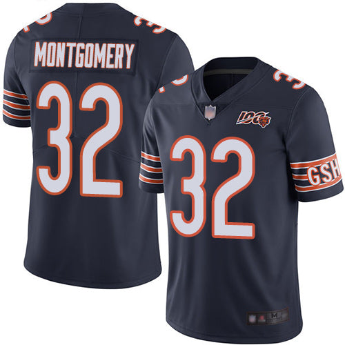 Chicago Bears #32 David Montgomery Navy 2019 100th Season Jersey