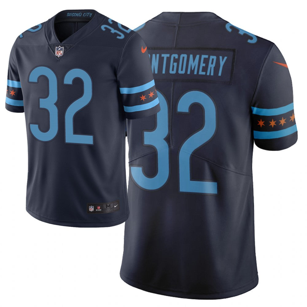 Chicago Bears #32 David Montgomery Navy 2019 City Edition Jersey