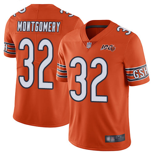 Chicago Bears #32 David Montgomery Orange 2019 100th Season Jersey