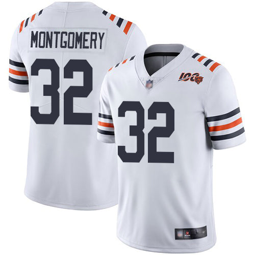 Chicago Bears #32 David Montgomery White 2019 100th Season Jersey