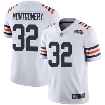 Chicago Bears #32 David Montgomery White 2019 100th Season Jersey