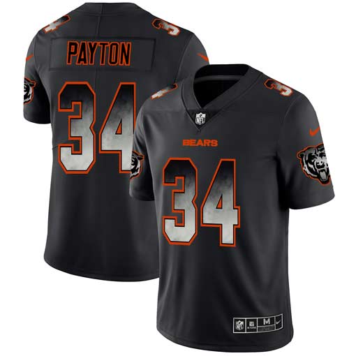 Chicago Bears #34 Walter Payton 2019 Black Smoke Fashion Jersey