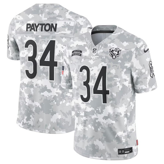 Chicago Bears #34 Walter Payton Arctic Camo 2024 FUSE Salute to Service Jersey