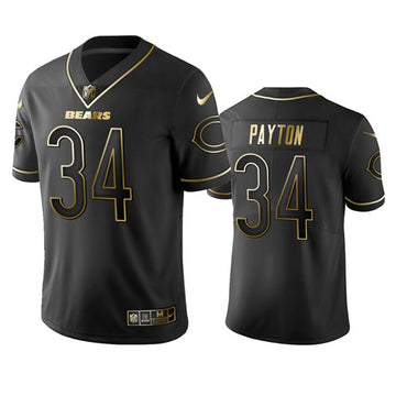Chicago Bears #34 Walter Payton Black 2019 Golden Edition Jersey