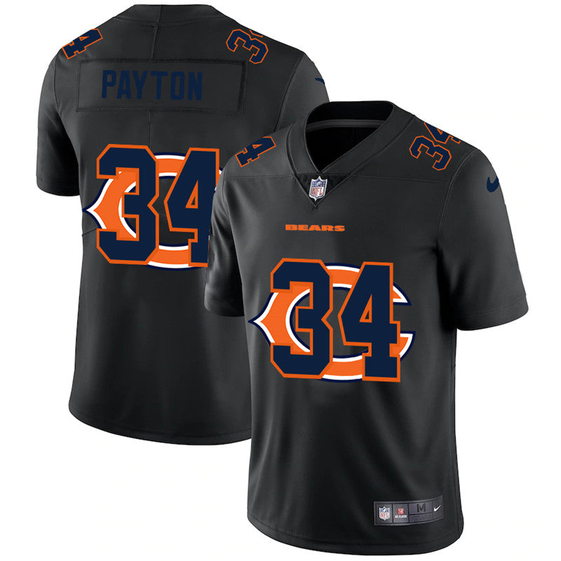 Chicago Bears #34 Walter Payton Black Shadow Logo Jersey