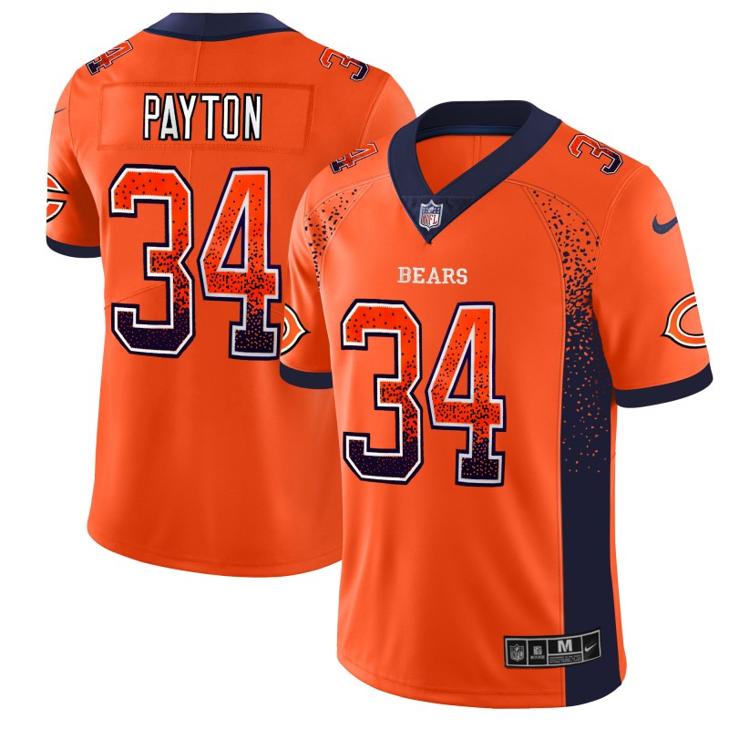 Chicago Bears #34 Walter Payton Orange 2018 Drift Fashion Color Rush Jersey