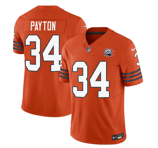 Chicago Bears #34 Walter Payton Orange 2023 FUSE Throwback Football Game Jersey