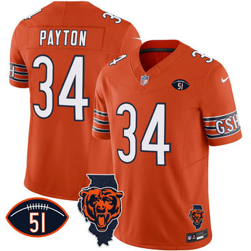 Walter Payton Chicago Bears orange FUSE jersey